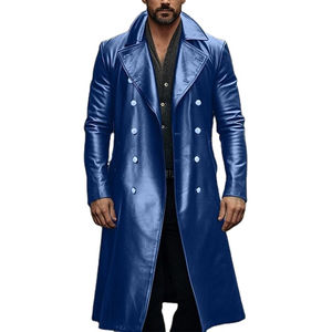 Best Selling Professional Wholesale High Quality <b>Men's</b> Leather Long <b>Overcoat</b> 80% Goose Down Filled Breathable New Arrival - Product Image 5