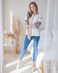 Machine Floral Embroidered Full Sleeves with Drawstring Casual Tunic Top for Women 100% Cotton Autumn/<b>Winter</b> - Product Image 3