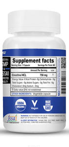 CREATINE HCL 750 MG- 120 Capsules augmente l'endurance et la récupération de la force - Product Image 3