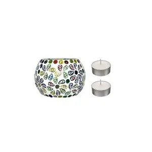 Khảm nến thủy tinh Jar nhiều màu handmade vòng Crackle centerpieces Hàng Mã tealight người giữ ngọn nến Bát