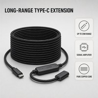 Tip-C Uzatma Kablosu 20M Sinyal Güçlendirici Örgülü USB C - USB C Gözetim Veri Kablosu