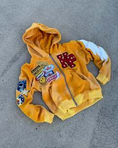 Sweat Jogger Stacked <b>Pants</b> Track <b>Suit</b> Set Tracksuit Sweat <b>Suits</b> Custom Puff Print Washed Crop Top Hoodie and Sweatpants Set Men - Product Image 3