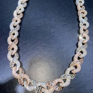 สร้อยคอไข่มุกสีขาว Infinity Luxury Link Chain ขนาด 10/12 มม. ประดับเพชร Moissanite คุณภาพ VVS1 หรูหรา ผ่านการทดสอบด้วยเครื่องตรวจสอบเพชร - Product Image 2