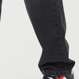 Pantalon en jean unisexe coupe skinny jambe droite effet délavé et déchiré en coton uni pour l'été 2025 - Product Image 6