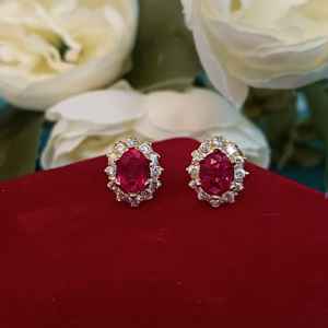 Gold Plated Hypoallergenic Oval Cubic Zirconia Stud <b>Earring</b> <b>Pierced</b> Jewelry for Girls - Product Image 2