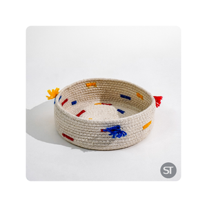 ตะกร้าผ้าฝ้ายถักทรงกลมสำหรับเก็บของเล่นผ้าขนหนูเสื้อผ้าซักรีดและจัดระเบียบบ้านและตกแต่งห้อง - Product Image 1