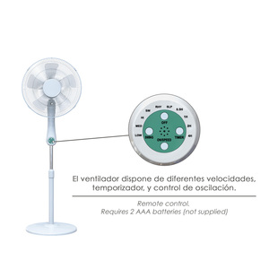 Ventilatore da pavimento silenzioso con telecomando. Diametro 43 cm. Altezza 140 cm. 55 watt. Funzione oscillante. - Product Image 5