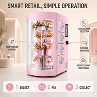 Distributeur automatique de fleurs réfrigéré en libre-service 24h/24 avec fonction SDK, en acier inoxydable, garantie de 2 ans