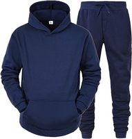 Conjunto Deportivo Informal Unisex de 2 Piezas, Sudadera con Capucha y Pantalones Deportivos Lisos Estilo Urbano de Invierno, Poliéster/Algodón Felpa