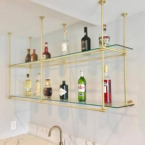 Antique style brass <b>shelves</b> <b>racks</b> for kitchen organization with heavy duty support and timeless classic appeal - Product Image 6