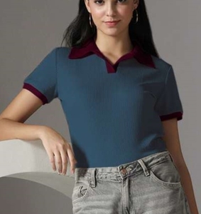 Camiseta Deportiva de Tenis para Mujer, de Secado Rápido, Transpirable, de Punto, con Estampado Informal y Estético, con Media Cremallera Delantera - Product Image 4