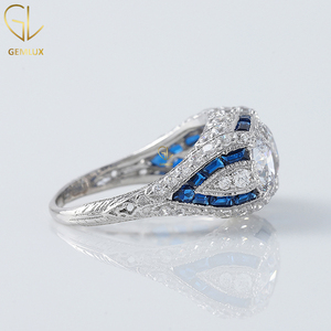 <b>Vintage</b> Art Deco Three Stone Labgrown Diamond <b>Ring</b>, Antique Art Deco Edwardian <b>Ring</b>, Filigree <b>Ring</b>, 14k Solid <b>Gold</b> <b>Ring</b> - Product Image 3