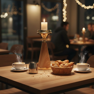 Grand Porte-Bougie en Bois Fait Main avec Logo Personnalisé |   Éclairage décoratif au design minimaliste et finition polie pour la maison - Product Image 5