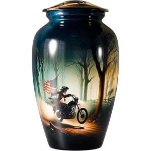 โกศโลหะสีขาวสำหรับงานศพพิมพ์ลายสำหรับผู้ใหญ่ - Product Image 4