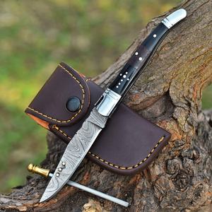 Handmade Damascus Steel Folding Pocket <b>Knife</b> EDC Utility <b>Knife</b> Premium Craftsmanship OEM Logo Limited Edition Black Handle - Product Image 1