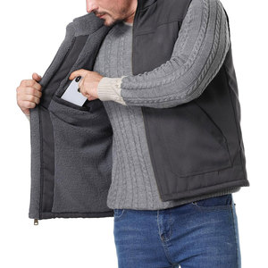 Chaleco de Lona Transpirable de Diseño Personalizado para Hombre, Invierno, Bordado, Cierre de Cremallera Sólido, Logotipo Frontal, Disponible al por Mayor - Product Image 4