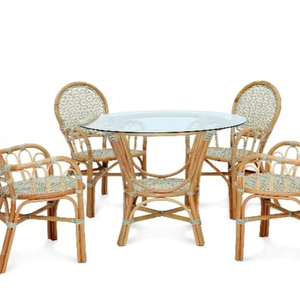 Ensemble bistro Albany en rotin, ensemble table et chaises de salle à manger élégantes et confortables, meubles en rotin durables de haute qualité fabriqués à la main - Product Image 1