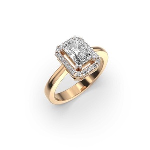 Bague de fiançailles en or 14 carats à coupe rayonnante certifiée IGI F Color VS1 Clarity Lab Grown Diamond with Hidden Halo Side Diamonds Wedding - Product Image 5