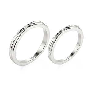 Anillos de Compromiso Románticos Jeulia Classic Wave, Juego de Anillos para Pareja en Plata de Ley con Baño de Rodio - Product Image 2