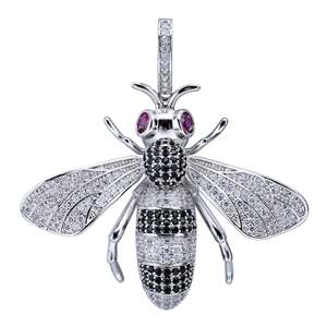 SHREYA DIAM 925 Silver Luxury Gold Plated Moissanite Bee Pendant Necklace Ruby Eyes Micro Pave Insect Design Trendy Unisex - Product Image 2