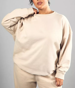 Fabricant OEM, vente en gros, logo personnalisé, sweat-shirts surdimensionnés pour femmes, molleton lourd, 100% coton, 380 GSM, col rond, multicolores - Product Image 1