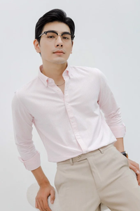 Formal <b>Men's</b> <b>Shirts</b> Natural Waistline <b>Stripe</b> Pattern <b>Long</b> <b>Sleeve</b> Mandarin Collar <b>Shirt</b> With Pocket Made in Vietnam - Product Image 5