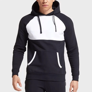Custom <b>Men's</b> Black Cotton Fleece Tracksuit With <b>White</b> Panel Pullover Hooded Top & Jogging Bottom 2 Piece Set tracksuit for <b>men</b> - Product Image 6