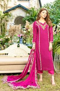 El último diseñador Faux Georgette Bordado Secuencia Bordado Trabajo Kurti Set Por Fab Zone - Product Image 3