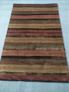 100% laine pile tapis rouille Multy rayure soie moderne tufté tapis indien avec lavage multicolore taille personnalisée pour l'espace au sol de la maison - Product Image 2