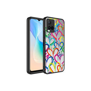Étui de téléphone de luxe à motif cœur avec miroir pour Vivo Y21S/Y17/Y35, protection de l'appareil photo avec coque arrière en silicone brillant, finition électroplaquée - Product Image 1