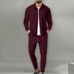 Men's Tracksuits <b>Set</b> Sport Two Piece Jacket <b>Set</b> Custom Logo Waffle Knit <b>Set</b> Long Sleeve <b>Lounge</b> Wear for Men - Product Image 3