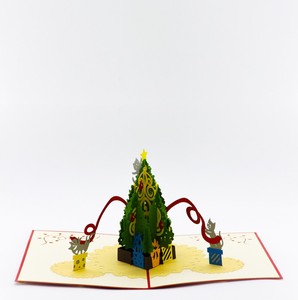 การ์ดป๊อปอัพ2024ใบพร้อมกล่องของขวัญสำหรับต้นคริสต์มาสการ์ด3D ต้นสนตกแต่งต้นคริสต์มาสการ์ดและโน้ตสำหรับงานฝีมือของครอบครัว - Product Image 2