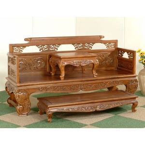 Juego de sofá Luohan de teca de madera maciza inspirado en Zen, muebles, cama Arhat en diseño clásico chino con 16 piezas para sala de estar - Product Image 4