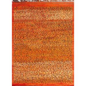 พรมขนสัตว์ถักมือสีเบจและสีน้ำตาล รุ่น Paem-683 ลายแบบนามธรรม สำหรับห้องนั่งเล่น ทางเข้าบ้าน ห้องโถง และห้องนอน - Product Image 1