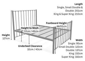 Base de Cama de Metal Blanca de Estilo Premium, Varillas Verticales, Plataforma Resistente, Cabecera y Piecera Decorativas de Hierro, Elegante, Tamaño King y Queen - Product Image 3