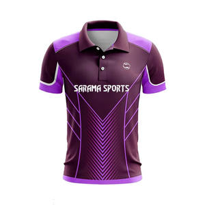 Vente en gros de vêtements de sport avec logo personnalisé T-shirt polo à manches courtes en polyester 100% à séchage rapide pour hommes, maillot de cricket - Product Image 1