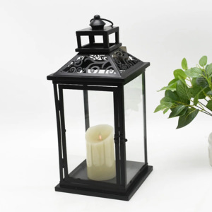 Latest Arrival Moroccan Design <b>Black</b> Metal & Glass Handmade <b>Candle</b> <b>Holders</b> Lanterns & Jars 2 Sizes for Home & Outdoor Decor - Product Image 3