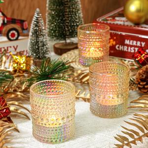 Porte-bougie en verre de couleur cristal, 5 pièces, haute qualité, durable, réutilisable, pour mariage, 17x9x3 pouces - Product Image 1