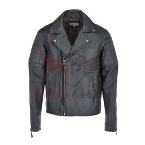 Chaqueta de motociclista clásica de otoño e invierno de estilo callejero para hombre, cuero de PU a la moda con capucha extraíble con patrón de logotipo personalizado - Product Image 1