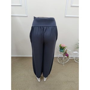 Pantalones de viscosa de dos hilos con cintura alta, bolsillos fruncidos y corte ancho para mujer, 32472 - Product Image 6