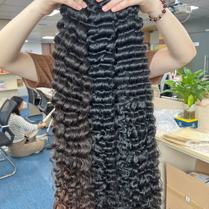 Extensiones de cabello humano virgen vietnamita de onda profunda alineadas con cutícula de doble trama sin procesar 100% de 3 pulgadas de alta calidad al por mayor - Product Image 1