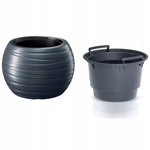 Jardinière ronde avec réservoir de 36L. Labyrinthe en plastique de couleur anthracite. 43,6 (longueur) x 43,6 (largeur) x 29,9 (hauteur) cm - Product Image 2