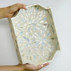 ถาดมุกแกะสลักลายดอกไม้ รูปทรงแปดเหลี่ยม งานแฮนด์เมด สำหรับตกแต่งบ้านหรูหรา ห้องนั่งเล่น ห้องครัว และบาร์ - Product Image 2