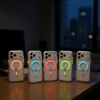 Coque Officielle IP 17 PRO Transparente avec Design Lumineux, Texture Côtelée en Relief, Support Anneau Magnétique, Matériau TPU+PC