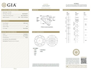 B2B D'Vins Jewels para GIA Certified 2,00 CT Loose White Natural Round I Color FL FLOW Pureza EX Cut Diamante pulido - Product Image 2