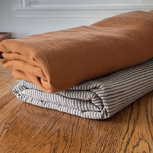 Vente en gros 100% lin tissu 115 ''/292cm de largeur supplémentaire noir larges rayures doux lin lavé Textiles de maison literie canapé/robe tissé - Product Image 3