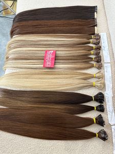 Vente en gros prix d'usine Extension de cheveux humains colorés à la kératine pointe plate et cuticule vierge brute étirée double - Product Image 2