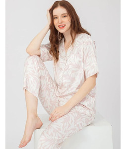 Pijama de manga corta de satén 100%, conjunto de su requisito, Material suave, cómodo en los días calurosos, ropa de dormir cómoda y elegante 2024 - Product Image 1