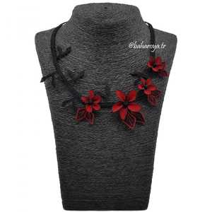 Nurgül Kolye İğne Oyası Red-Black <b>Fashion</b> <b>Pendant</b> <b>Necklace</b> - Product Image 1