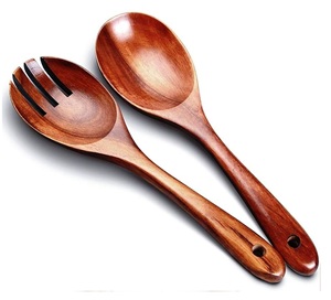 Mirha International Handicraft <b>Wooden</b> Salad <b>Tongs</b> & Server Set with 2 Turners Sustainable Handmade Utensils Size S - Product Image 2